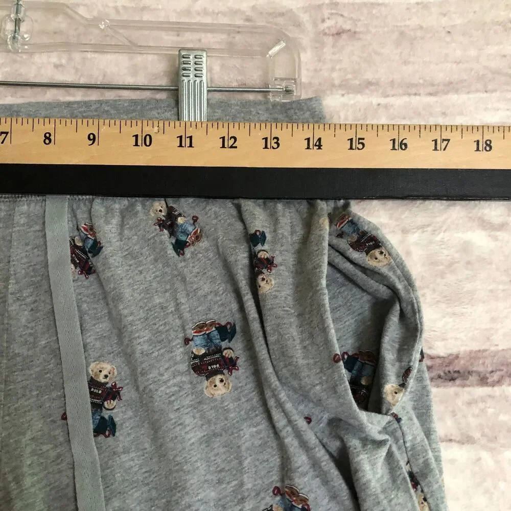 Polo Ralph Lauren Pajama Pants Mens M Gray Teddy Bear Sleep Loungewear Joggers
